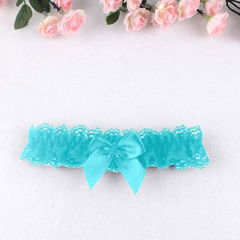 Ealafee Blue Garters for Bride Wedding Garter Set for Bride Bridal Garter Leg Thigh Blue - Image 2